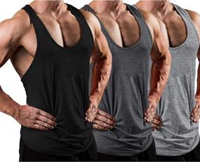 img 4 attached to 👕 LecGee Men's 3 Pack Gym Tank Tops - Y-Back Workout Muscle Tee - Sleeveless Fitness Bodybuilding T-Shirts