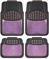 bdk metallic rubber floor mats for car, suv & truck - semi trimmable, 2-tone color heavy duty protection in pink/black - mt614pkamw1 logo