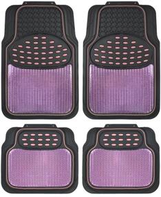 img 4 attached to BDK Metallic Rubber Floor Mats for Car, SUV & Truck - Semi Trimmable, 2-Tone Color Heavy Duty Protection in Pink/Black - MT614PKAMw1