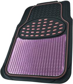 img 3 attached to BDK Metallic Rubber Floor Mats for Car, SUV & Truck - Semi Trimmable, 2-Tone Color Heavy Duty Protection in Pink/Black - MT614PKAMw1