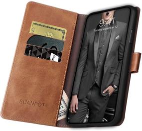 img 1 attached to 👜 Stylish SUANPOT Leather Wallet Case for Samsung Galaxy A52 4G & 5G with RFID Card Holder - Shockproof Flip Folio Cover for Men and Women - Light Brown