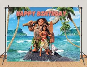 img 3 attached to 🌴 Moana Maui Beach Theme Photography Backdrop | Cartoon Happy Birthday Banner | Baby Shower Birthday Party Decoration | Palm Beach Studio Props | 5x3FT