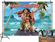 🌴 moana maui beach theme photography backdrop | cartoon happy birthday banner | baby shower birthday party decoration | palm beach studio props | 5x3ft logo