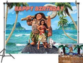 img 4 attached to 🌴 Moana Maui Beach Theme Photography Backdrop | Cartoon Happy Birthday Banner | Baby Shower Birthday Party Decoration | Palm Beach Studio Props | 5x3FT