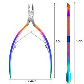 img 1 attached to Easkep Cuticle Trimmer and Pusher: Premium Stainless Steel Cutter and Clipper Set for Fingernails and Toenails, Rainbow Design