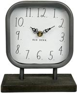 ⏰ rae dunn battery operated rustic desk clock with wooden base - stylish metal design for home or office décor logo