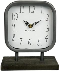 img 3 attached to ⏰ Rae Dunn Battery Operated Rustic Desk Clock with Wooden Base - Stylish Metal Design for Home or Office Décor