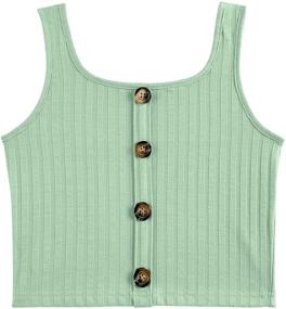 img 3 attached to 👚 Batermoon Summer Ribbed Button Sleeveless Girls' Tops, Tees & Blouses | Stylish and Trendy Collection