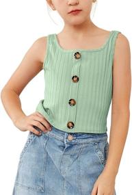 img 4 attached to 👚 Batermoon Summer Ribbed Button Sleeveless Girls' Tops, Tees & Blouses | Stylish and Trendy Collection