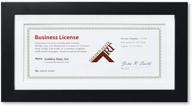 🖼️ golden state art 5x10 wood frame for 4x9 business license certificate: white mat, table-top display, black логотип