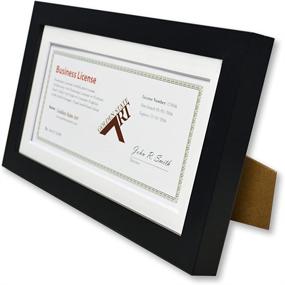 img 3 attached to 🖼️ Golden State Art 5x10 Wood Frame for 4x9 Business License Certificate: White Mat, Table-top Display, Black