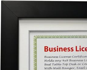 img 2 attached to 🖼️ Golden State Art 5x10 Wood Frame for 4x9 Business License Certificate: White Mat, Table-top Display, Black