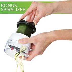 img 2 attached to 🥗 Prep Naturals Adjustable Mandoline Slicer with Spiralizer - Black Veggie Slicer for Effortless Food Prep: V-Mandoline Cutter, Julienne Grater, and Zoodle Maker in One!