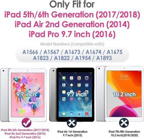 img 3 attached to 📱 SEYMAC Full Protection iPad Case with Screen Protector, 360 Rotating Hand Strap & Kickstand, Shockproof Case for iPad 5th/6th Generation iPad 9.7, iPad Pro 9.7, iPad Air 2 - Black with Pencil Holder