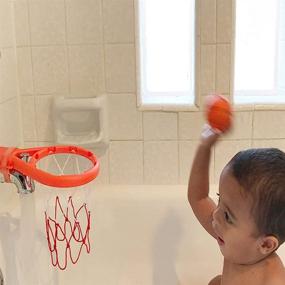 img 2 attached to Кольцо для игры в баскетбол в ванной комнате "3 пчелы и я" с мячами, набор для мальчиков и девочек - игрушки для ванны в подарок для детей и малышей.