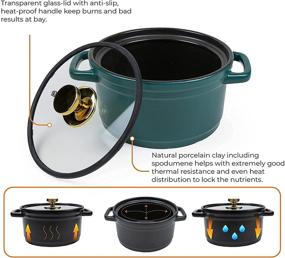 img 4 attached to 🍲 JOYKARTZ 3 Quart Dutch Oven Pot with Lid - Ceramic Cooking Pot - Leakproof, All-Natural, Soup Pot, Earthen Casserole Dish Cookware for Bread Making, Clay Cooking Pot in Green