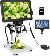 🔬 high definition lcd digital usb microscope with 7-inch screen, 32gb tf card, ideal for circuit board repair, soldering pcbs, coins examination, 12mp video camera microscope, 8 adjustable lights, 1-1200x magnification, and rechargeable battery logo