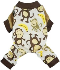 img 4 attached to Stay Stylish and Cozy with Fitwarm Soft Cotton Adorable Monkey Dog Pajamas Shirt Pet Clothes in Brown