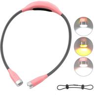 📚 rechargeable book light neck lamp - led reading lights: 3 colors, 9 brightness, flexible arms, hands-free - perfect for bookworms, crafts & runner (pink, includes buckle rope) логотип