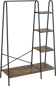 img 4 attached to 👗 Finnhomy Matte Black Metal Clothes Garment Rack with 4-Tier Wood Shelves: Heavy Duty Freestanding Closet Organizer for Hanging Clothes, Folding Clothes, Shoes, and Décor – Ideal for Bedroom, Entryway, Boutiques