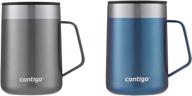 contigo 14 oz stainless steel vacuum-insulated 🔵 mug: handle, splash-proof lid, sake & blue corn color logo