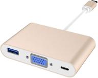 ⚡️ мультипорт usb-c хаб с быстрой зарядкой type c pd 60w, usb 3.0 и vga адаптер для ноутбука, планшета, смартфона с usb-c. подключите к монитору vga, проектору и другим устройствам. логотип