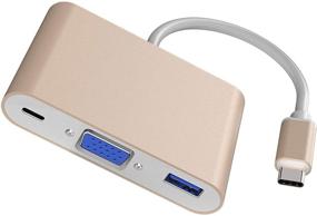 img 3 attached to ⚡️ Мультипорт USB-C хаб с быстрой зарядкой Type C PD 60W, USB 3.0 и VGA адаптер для ноутбука, планшета, смартфона с USB-C. Подключите к монитору VGA, проектору и другим устройствам.