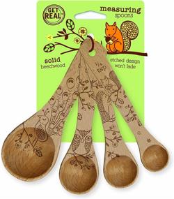 img 2 attached to 🐝 Talisman Designs Laser Etched Beechwood Measuring Spoons - Set of 4 - Woodland Design - Natural Wood Set - Cute and Functional Kitchen Tools