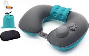 img 4 attached to 🛏 Compact Gray Inflatable Neck Pillow for Travel - Adjustable U Shape, Ultralight Support & Rest
