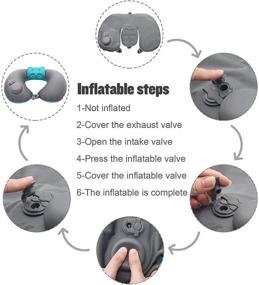 img 1 attached to 🛏 Compact Gray Inflatable Neck Pillow for Travel - Adjustable U Shape, Ultralight Support & Rest