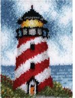 🏠 lubot lighthouse latch hook kits: fun and easy diy rug making for kids and adults with printed canvas pattern – 21" x 15 logo