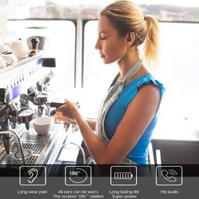 img 2 attached to Беспроводной Bluetooth-наушник гарнитура с функцией громкой связи и шумоподавлением для смартфонов, водителей, грузчиков и офиса - удобно для мужчин и женщин (красный).