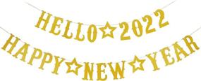 img 3 attached to 🎉 Shimmering Gold Glitter Hello 2022 and Happy New Year Banners - Sparkling New Years Eve Party Supplies and Decorations!