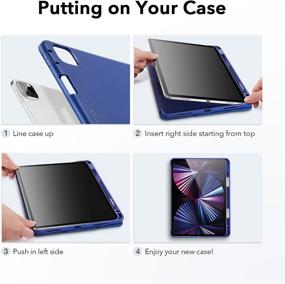 img 2 attached to 📱 ESR Rebound Case for iPad Pro 11 Inch 2021 (3rd Gen), with Pencil 2 Holder, Flexible Back Cover, Auto Sleep/Wake, Portrait & Landscape Stand, Rebound Series, Blue