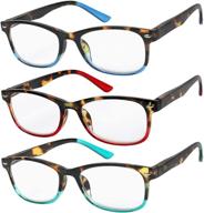 set of 3 reading glasses: affordable spring hinge readers for men and women, strength +1.75 logo