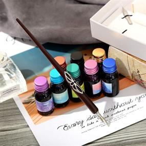 img 1 attached to 🖋️ Mancola Calligraphy Ink 100: Craft Wood Stem Dip for Stunning Calligraphy Projects