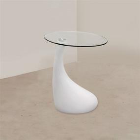 img 2 attached to 🌟 Whimsical White Glass Side Coffee Table: Fab Glass and Mirror, 18