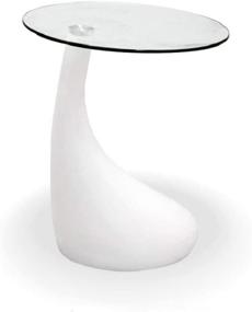 img 4 attached to 🌟 Whimsical White Glass Side Coffee Table: Fab Glass and Mirror, 18