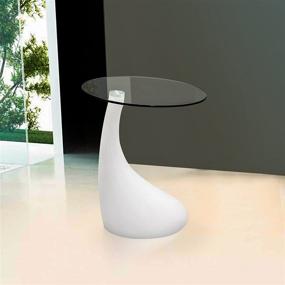 img 3 attached to 🌟 Whimsical White Glass Side Coffee Table: Fab Glass and Mirror, 18