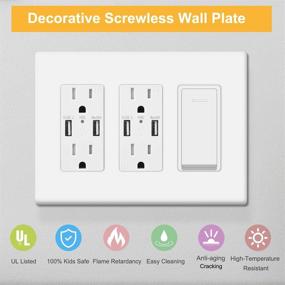 img 2 attached to Sleek 3-Gang Screwless Wall Plate Cover for Switches, Dimmers, GFCI, Receptacle (2-Pack) - UL Listed & White