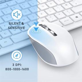 img 1 attached to 🔌 Удобный беспроводной комбинированный клавиатуро-мышевой набор с USB-приемником - идеально подходит для ПК, ноутбуков, подключение 2,4 ГГц, раскладка QWERTY с 14 дополнительными клавишами в стильном белом цвете.