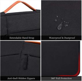 img 2 attached to 🎒 Waterproof Laptop Sleeve Briefcase Men Women Bag 11.6-12.9 Inch for Samsung Chromebook 4 11.6, Acer Chromebook Spin 311, Surface Pro 7/6, Lenovo Yoga 710/Dell Inspiron Asus HP 11.6 Carrying Case,Black+