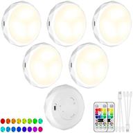 enhanced rechargeable led puck lights (6 pack): remote dimmable rgb 16 colors timing for kitchen, wardrobe, nightlight, aisle tap логотип