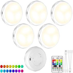 img 4 attached to Enhanced Rechargeable LED Puck Lights (6 Pack): Remote Dimmable RGB 16 Colors Timing for Kitchen, Wardrobe, Nightlight, Aisle Tap