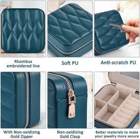 img 1 attached to 💚 Stylish Green MEEKISS Jewelry Box: Portable Travel Organizer with Mirror for Rings, Earrings, Necklaces, Bracelets - PU Leather 2 Layers Storage Holder