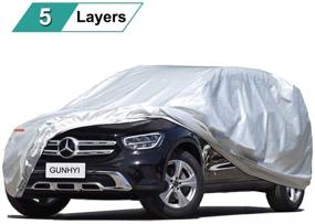 img 4 attached to All Weather Waterproof Car Cover for SUVs- Universal Fit for Honda Pilot, Ford Explorer, Audi Q7/Q8, Toyota Sienna, Nissan Murano, Chevrolet Tahoe, GMC Yukon Denali, and More- Up to 204 Inch Coverage