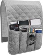 godery non-slip sofa armrest organizer: remote control holder, phone caddy, book & magazine storage (grey) logo