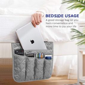 img 3 attached to Godery Non-Slip Sofa Armrest Organizer: Remote Control Holder, Phone Caddy, Book & Magazine Storage (Grey)