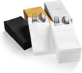 img 4 attached to 🍽️ AH AMERICAN HOMESTEAD 50 Paper Dinner Napkins - Elegant White Wedding Napkins with Pocket for Silverware - Convenient Pre-Folded Disposable 15.75"x15.75" Size - Luxurious Linen-Like Texture and Exceptional Absorbency (50 Count White)