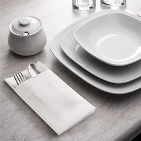 img 1 attached to 🍽️ AH AMERICAN HOMESTEAD 50 Paper Dinner Napkins - Elegant White Wedding Napkins with Pocket for Silverware - Convenient Pre-Folded Disposable 15.75"x15.75" Size - Luxurious Linen-Like Texture and Exceptional Absorbency (50 Count White)